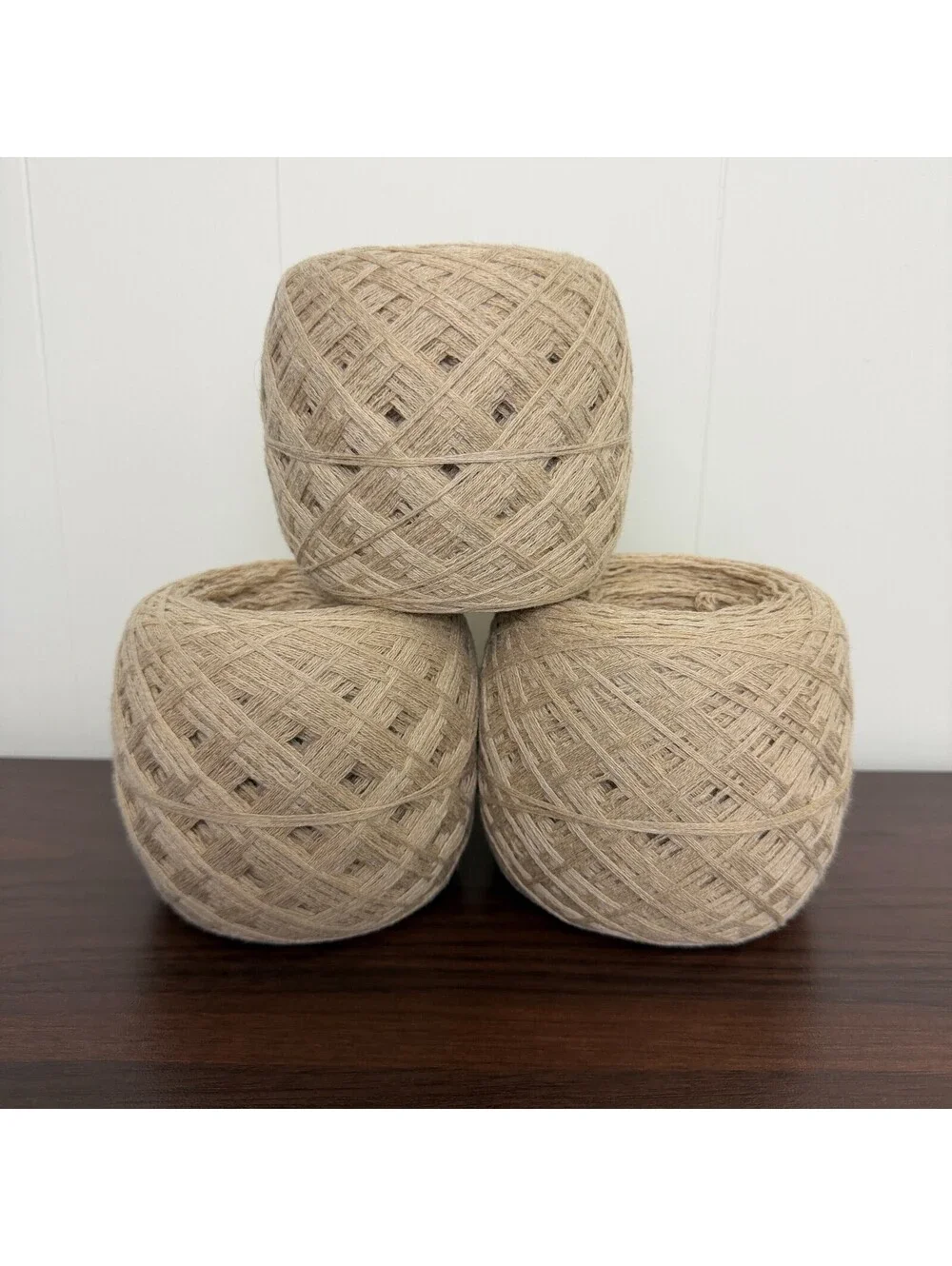 Reclaimed 100% Cotton DK Yarn 976 Yds Oatmeal Beige 426g (3 Cakes)